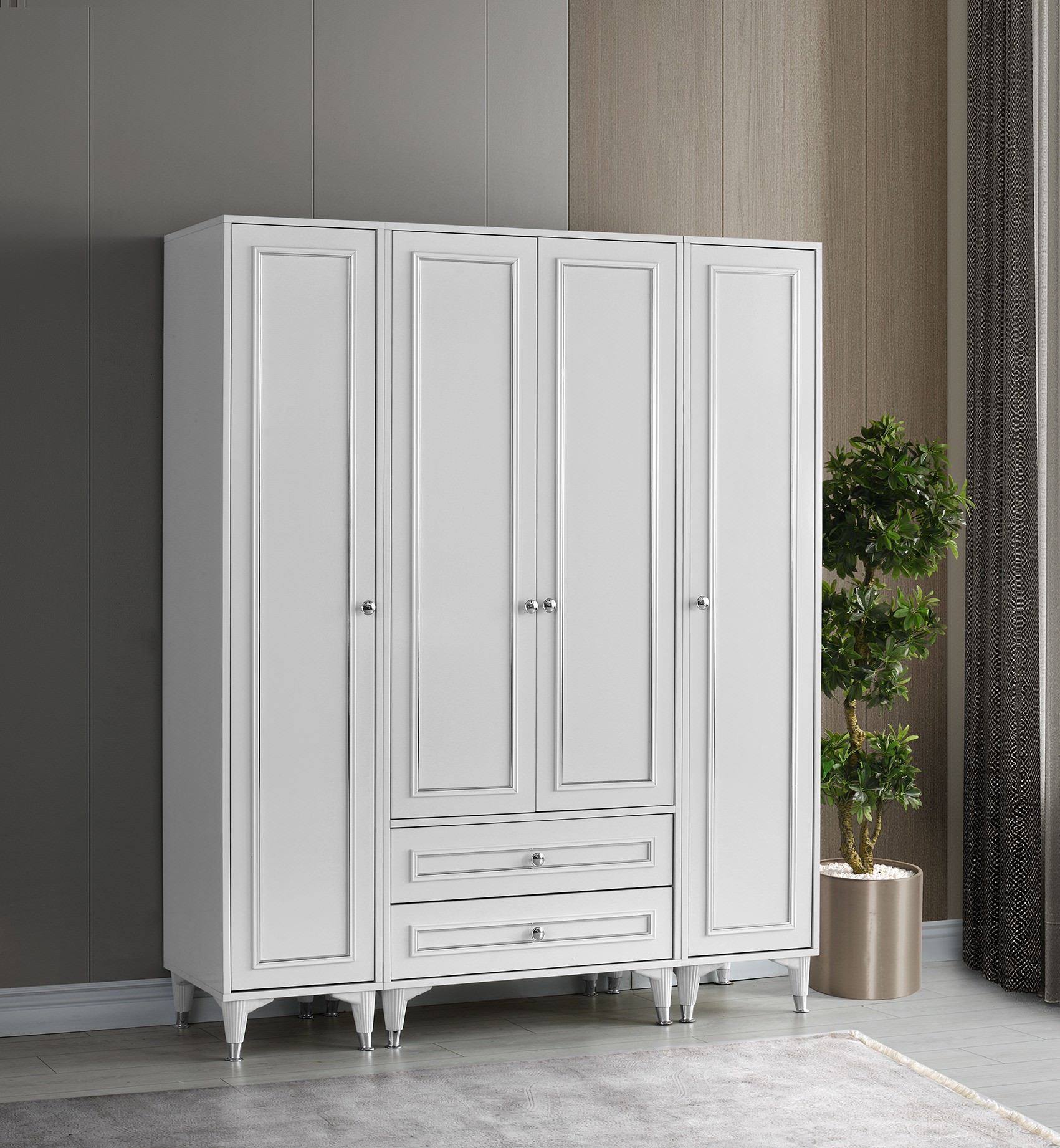 Neva Silver 4 Kapılı Dolap