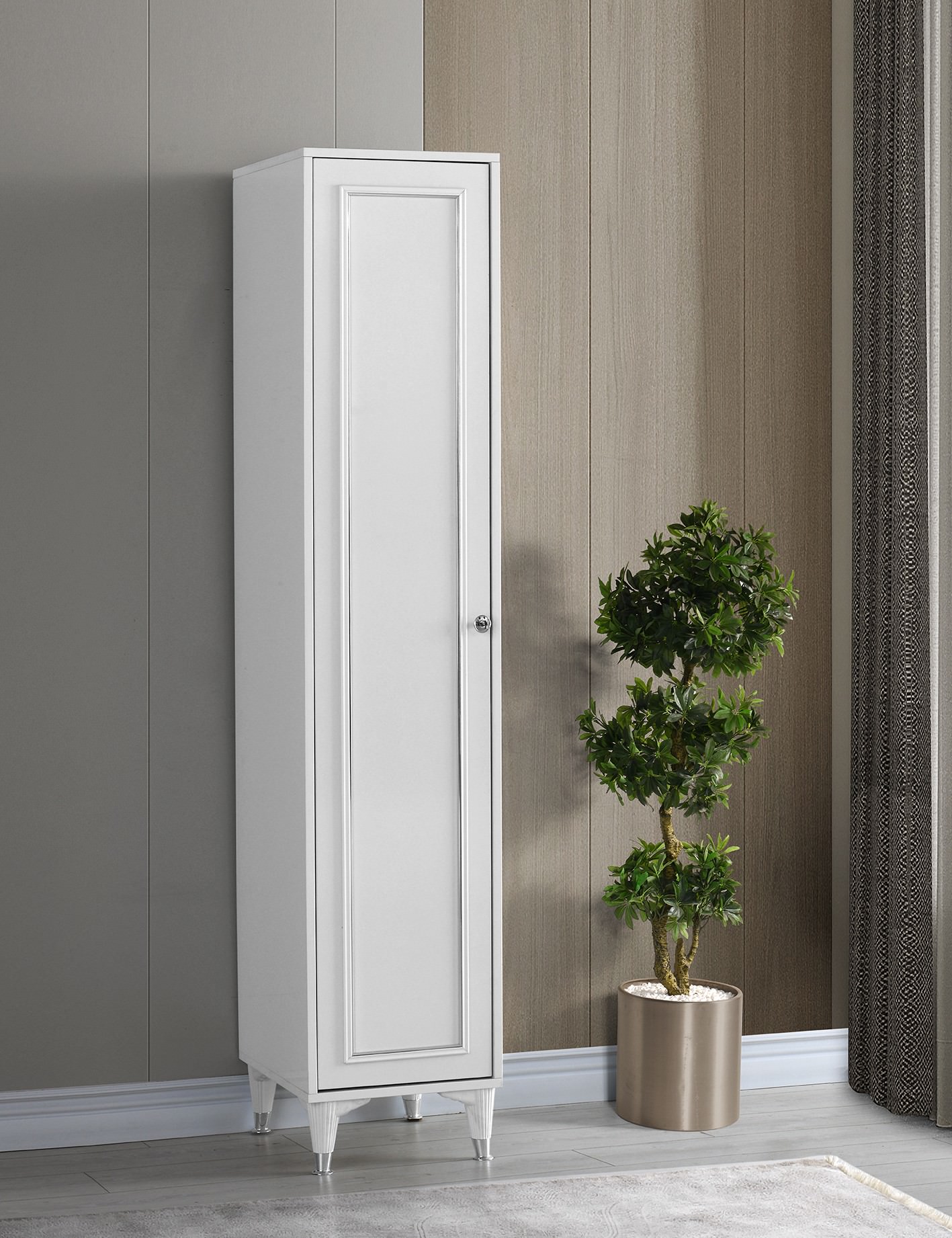 Neva Silver Tek Kapılı Dolap