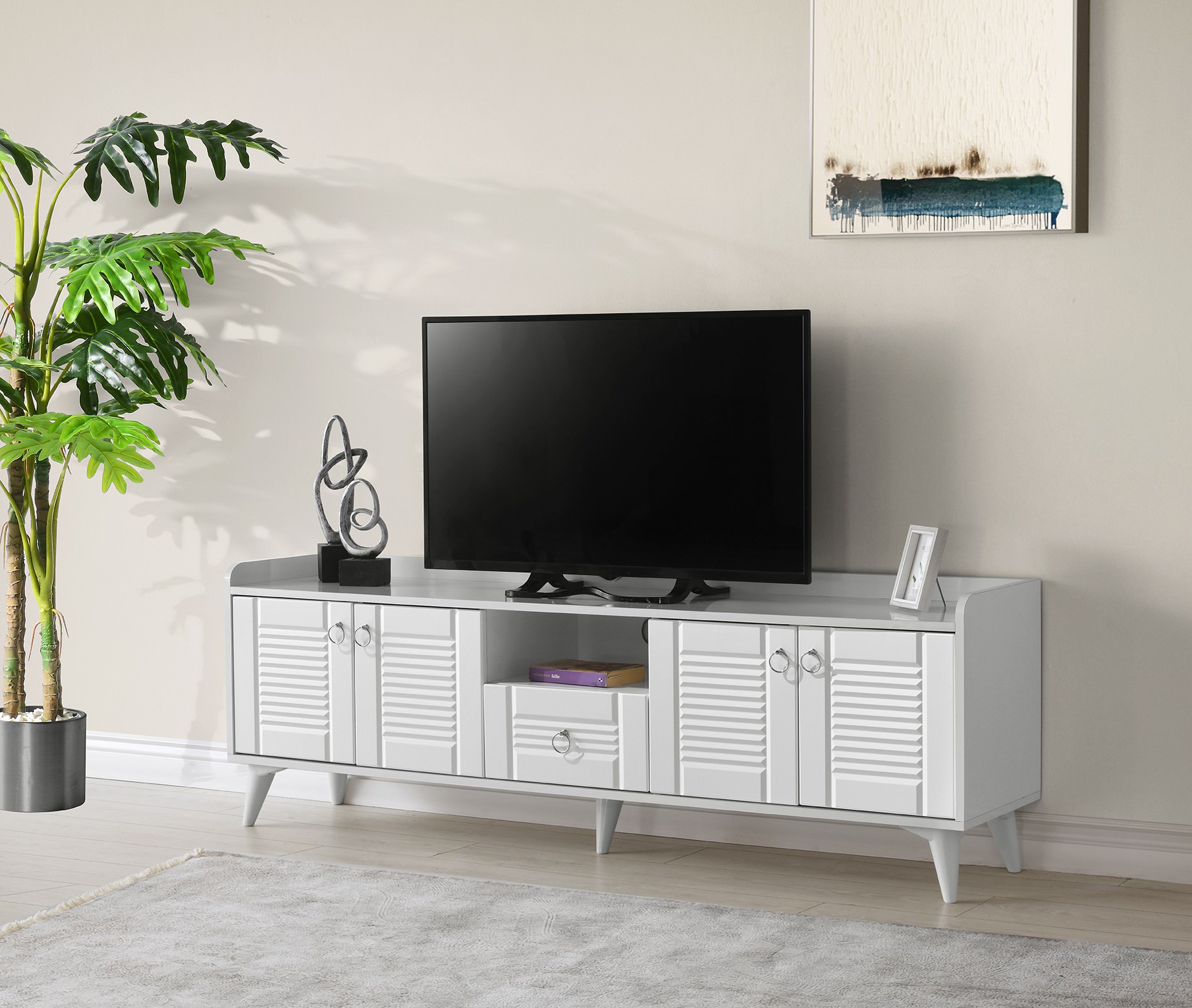 Panjur Beyaz 180 Tv Sehpası